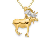 14K Yellow Gold Moose Charm Pendant Necklace with Chain